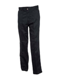 Uneek Black UC901 trousers isolated on a white background, showing front view with a button closure.