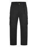 Black cargo pants with multiple pockets (UC906) and a button closure, displayed on a plain background by Uneek.