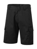 Uneek Mens Cargo Shorts in Black on a white background