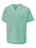 The Uneek Scrub Tunic is an Aqua short-sleeved scrub top with three pockets, offering a perfect blend of practicality and comfort.