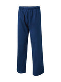 A pair of uc922 navy unisex scrub pants from Uneek Scrub Trouser with an elastic waistband, displayed against a plain white background. These straight-legged pants are crafted from lightweight fabric, offering comfort and durability for everyday wear.