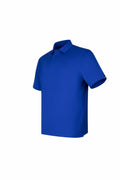 A plain, blue Under Armour Golf polo shirt with short sleeves and a collar, set against a white background.