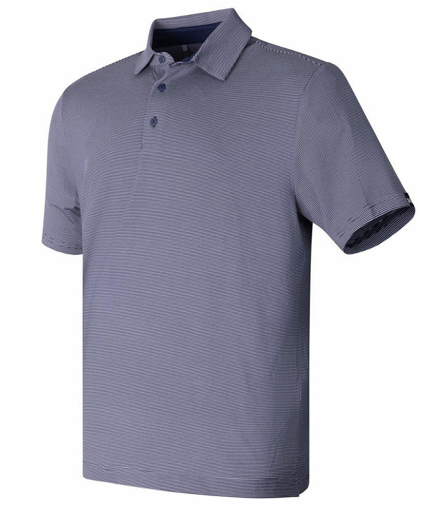 A light blue UG002 short-sleeve polo shirt with a buttoned collar from Under Armour Golf displayed on a white background.