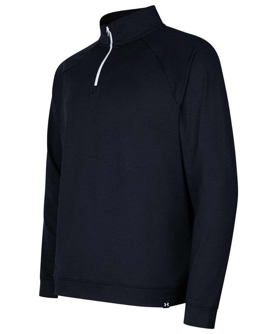 A black long-sleeve, half-zip pullover with a stand-up collar and small Under Armour Golf UG030 logo at the bottom.