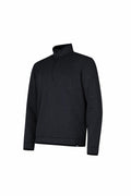 The Under Armour Golf UG031 black quarter-zip pullover sweatshirt is displayed on a white background.