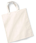 An off-white canvas tote bag with two handles, identified as the W101S by Westford Mill, is laid flat on a white background.
