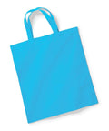A Westford Mill W101S tote bag in solid blue with two handles, displayed against a white backdrop.