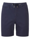 Wombat's WB902 navy blue shorts feature an elastic waistband with a drawstring and side pockets.