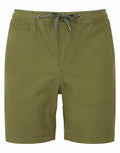 Wombat's WB902 men's shorts in olive green feature a drawstring waistband and front seam detail.