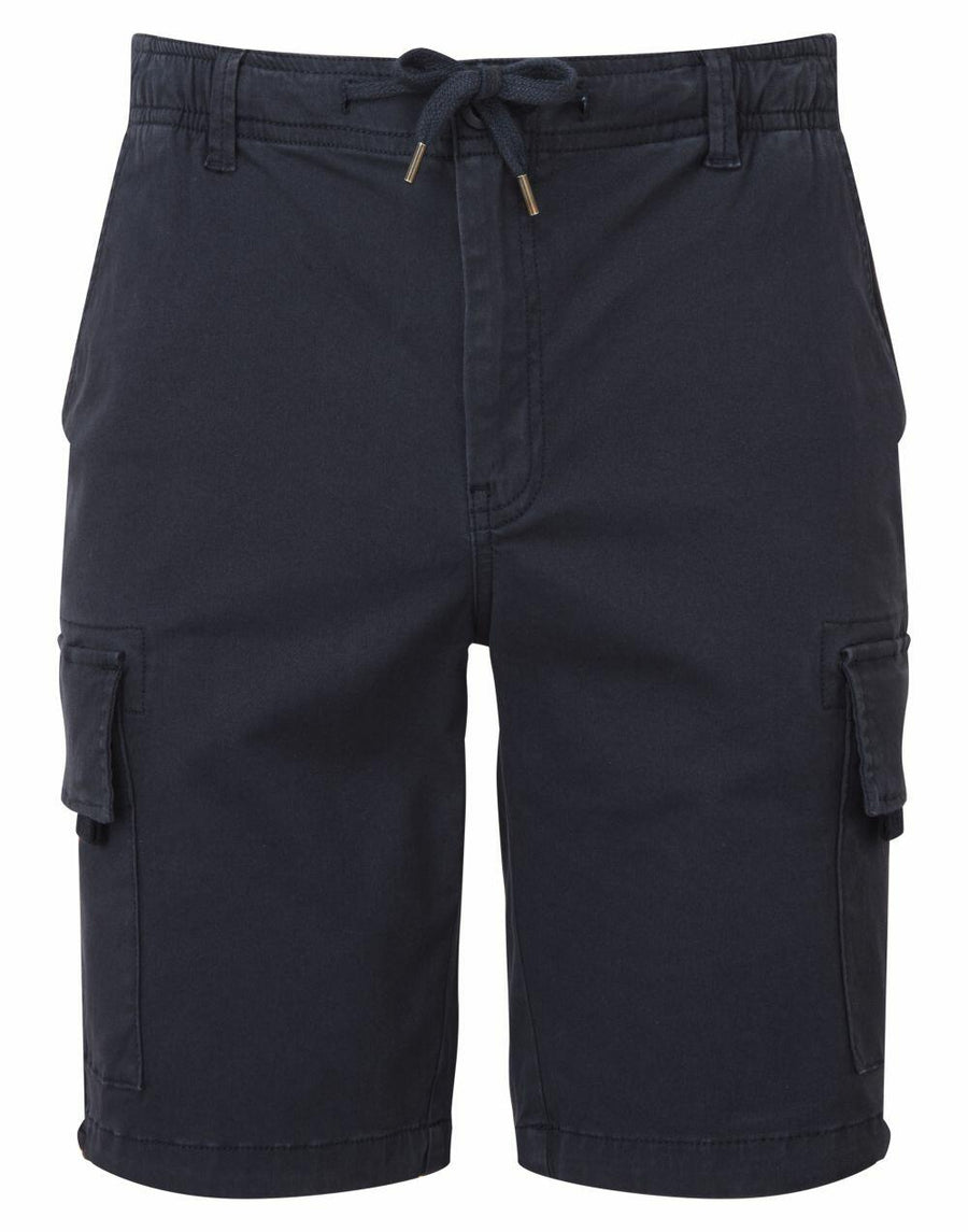 A pair of black WB903 cargo shorts by Wombat, featuring a drawstring waistband and front pockets.