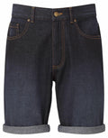 Presenting the Wombat WB908: denim shorts with rolled cuffs, visible stitching, and a convenient button and zip closure.