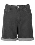 The Wombat WB909 features black denim shorts with rolled hems and two front pockets.