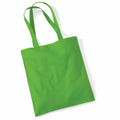 A plain green tote bag with two handles from Westford Mill, known as WM101, is displayed against a white background.