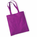The WM101 by Westford Mill, a purple tote bag crafted from fabric and featuring two handles, is displayed against a white background.