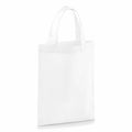WM103 by Westford Mill is a plain white tote bag with two handles, standing upright against a white background.