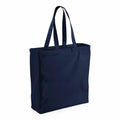 A dark blue tote bag with simple handles from Westford Mill's WM108 collection on a white background.
