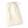 Westford Mill's WM115, a natural color canvas drawstring bag, is displayed flat against a white background.