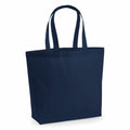 A WM225 tote bag from Westford Mill in navy blue, featuring two handles, is set against a white background.