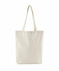 A cream tote bag from Westford Mill with thin horizontal stripes and two handles, known as the WM251.