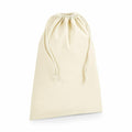 A Westford Mill WM266 drawstring bag in beige cotton featuring a simple, plain design.