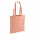 A plain tote bag in peach with long handles, standing upright against a white background. This product is the WM281 by Westford Mill.