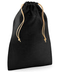 A Westford Mill WM415 bag, featuring a black design with tan cords that cinch at the top.