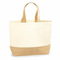 The Westford Mill WM452 features a canvas tote bag design with beige handles and a burlap bottom section.