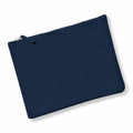The Westford Mill WM530 is a flat, rectangular navy blue pouch crafted from fabric, featuring a zipper closure at the top. It is displayed against a plain white background.