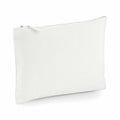A plain, light gray zippered pouch by Westford Mill, model WM530, is displayed against a white background. The pouch seems to be crafted from a soft fabric and features a visible zipper along the top edge.