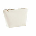 A Westford Mill WM540 plain beige zippered pouch standing upright against a white background.