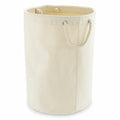 WM580 cylindrical canvas laundry basket in beige by Westford Mill, featuring two rope handles.