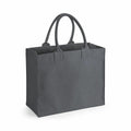 A large, dark gray tote bag from Westford Mill, model WM608, featuring dual handles and standing upright against a white background.