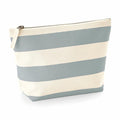 A zipped pouch from Westford Mill, model WM684, featuring wide horizontal light blue and white stripes.