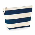 A zippered pouch with alternating blue and white horizontal stripes from Westford Mill, model WM684.