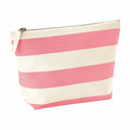 Presenting the Westford Mill WM684, a sleek pouch made from canvas featuring horizontal pink and white stripes with a convenient zipper closure at the top.