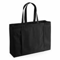 Westford Mill WM818 black reusable tote bag with long handles on a white background.