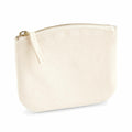 A compact beige canvas pouch with a zipper, designed simply, by Westford Mill (Model: WM825).