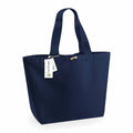 A large tote bag in navy, featuring two handles and a small tag, from the Westford Mill brand, model WM855.