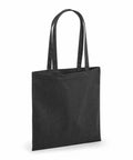 A WM961 tote bag by Westford Mill, crafted in black fabric with dual shoulder straps, set against a white background.
