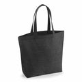 Westford Mill WM965 tote bag made of black fabric with two handles.