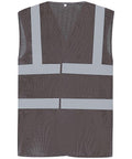 Yoko YK006 mesh safety vest in gray, featuring reflective horizontal and vertical stripes.