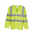 A Yoko YK007 fluorescent yellow safety jacket featuring reflective gray stripes on the chest, sleeves, and back.