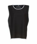 A Yoko YK009 reflective sports training vest in black with white trim showcased against a white background.