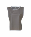 The Yoko YK009 is a plain gray sleeveless reflective vest featuring light gray trim.