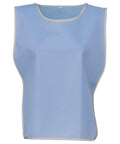 The Yoko YK009 is a blue lead apron featuring grey edging, specifically designed for radiation protection. It has a sleeveless design with a simple round neckline.