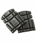 Four black knee pads with padding segments, labeled "YK022 by Yoko" and with certification markings, arranged on a white background.