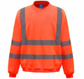 Yoko's YK030 is a vibrant orange safety sweater featuring reflective gray stripes on the chest, sleeves, and shoulders.