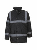 Yoko's YK046 jacket features gray reflective stripes and a button closure.