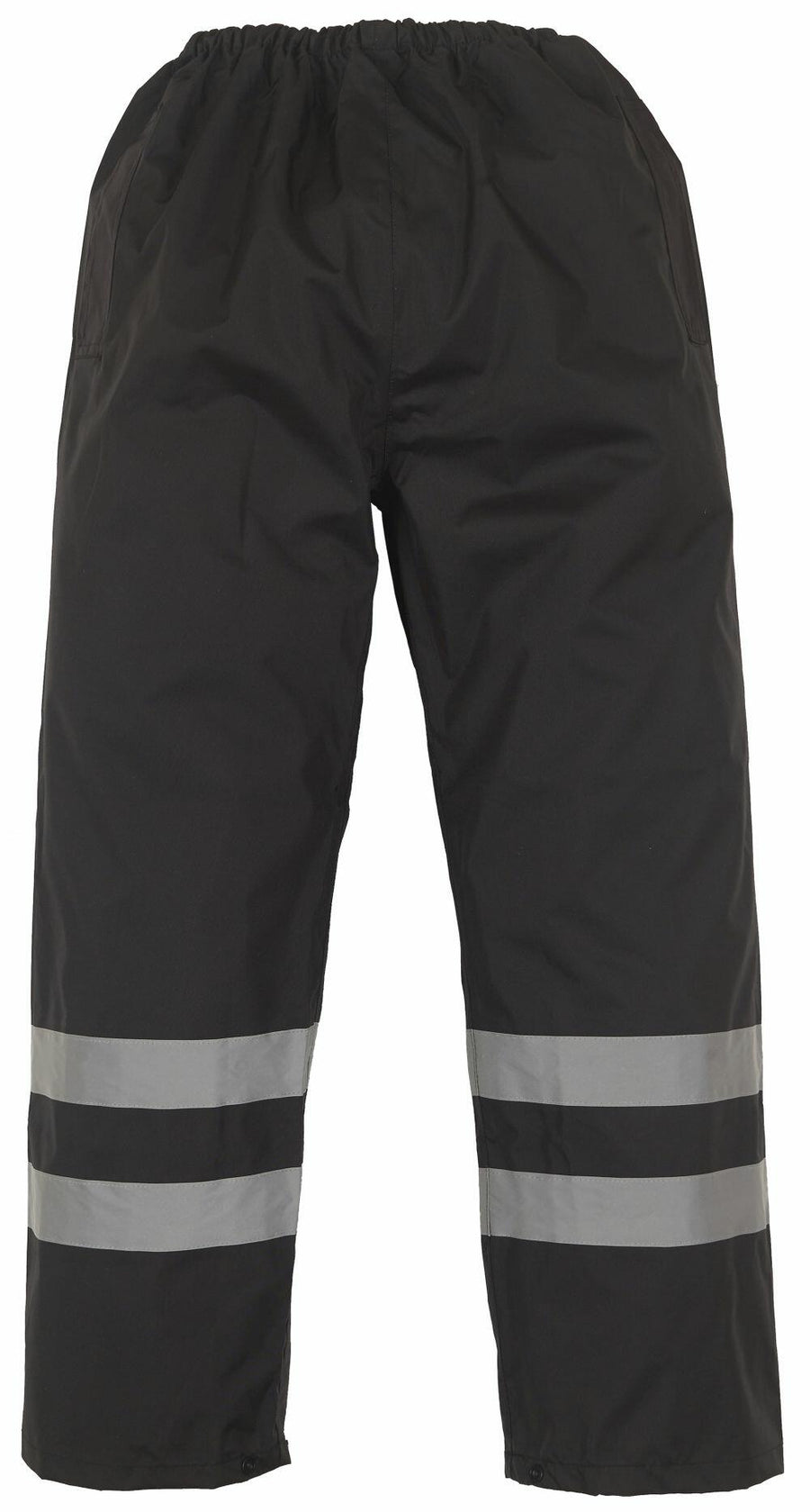Yoko's YK070 waterproof pants feature two reflective stripes near the bottom of each leg in black.
