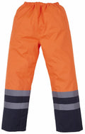 The Yoko YK072 pants are a bright orange color and feature reflective grey and black bands near the ankles.